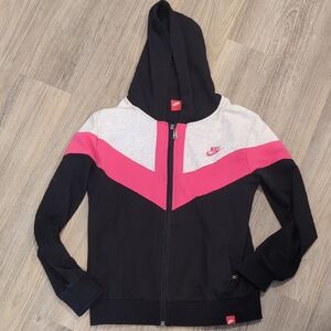 Nike Black and Pink Colorblock Hoodie